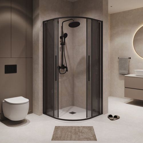 Душевой уголок Niagara Nova NG-2827-34BLACK 100х100 стекло тонированное профиль черный без поддона - фото 2