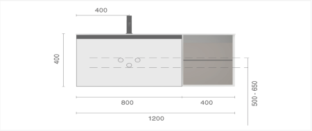 Тумба под раковину Armadi Art Quatro 790-M6-120-CM-RIB-MG 120х50 подвесная цвет серый