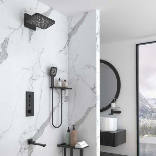 Душевая система Vincea VSFW-433TI4RMB встраиваемая в стену цвет черный с термостатом
