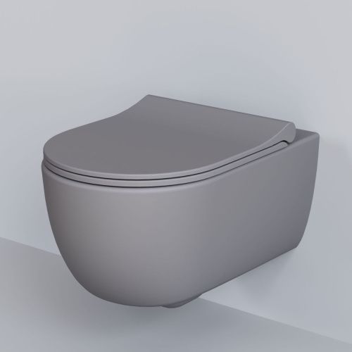 Унитаз подвесной Ambassador Abner 103T20301R-102T20301S серый с сиденьем микролифт каскадный смыв - фото 2