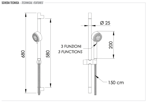 Душевой гарнитур Remer  315R319MO настенный хром - фото 2