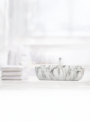 Раковина из сантехнического фаянса WeltWasser WW SK 10000004554 40 см накладная цвет белый/серый без отверстий под смеситель - фото 4