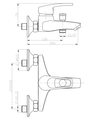 Смеситель для ванны WeltWasser 10000002012 настенный хром - фото 2