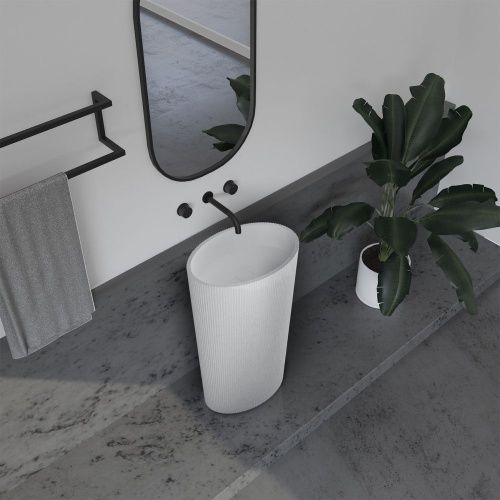 Раковина из искусственного камня Abber STEIN AS2504-H 50х30 напольная цвет белый без отверстий под смеситель - фото 2