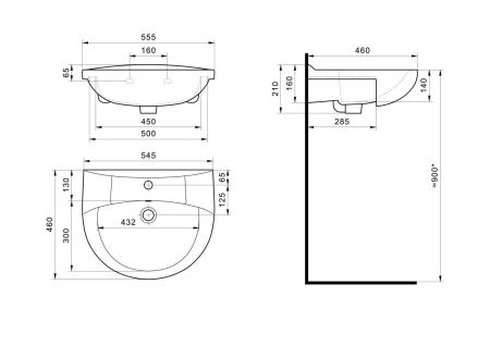 Раковина из сантехнического фарфора Santek Антик WH110186 60х50 накладная цвет белый