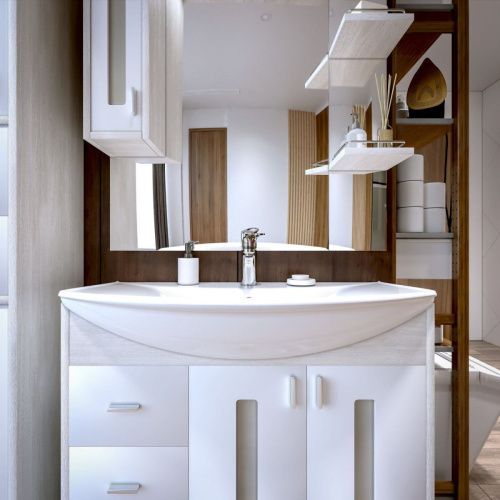 Зеркало-шкаф Бриклаер Бали 4627125412035 90х100 подвесной цвет белый/бежевый - фото 5