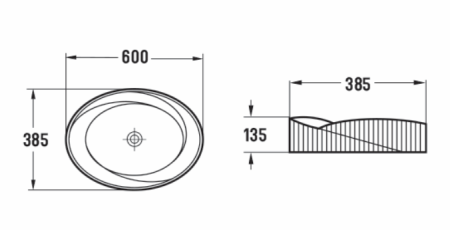 Раковина из сантехнического фаянса CeramaLux 78750MPG 60х40 накладная цвет серый без отверстий под смеситель