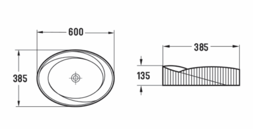 Раковина из сантехнического фаянса CeramaLux 78750MPG 60х40 накладная цвет серый без отверстий под смеситель - фото 2
