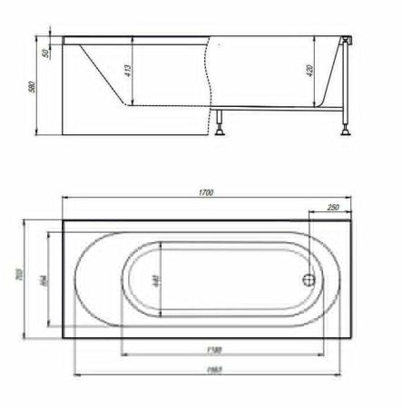 Ванна акриловая со шторкой Timo ROHA ROHA1770-KT17-SPV1505-FP17S-T32 170х70 пристенная прямоугольная с каркасом