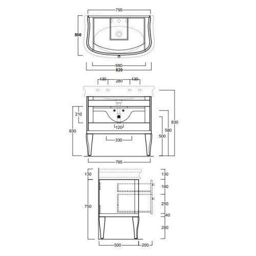 Тумба под раковину Simas Lante LAM90 bi 80х50 напольная цвет белый - фото 2