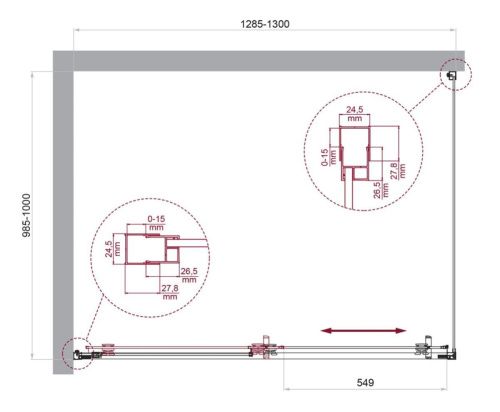 Душевой уголок BelBagno LUCE LUCE-AH-1-130/100-C-Cr 130х100 стекло прозрачное профиль хром без поддона - фото 2
