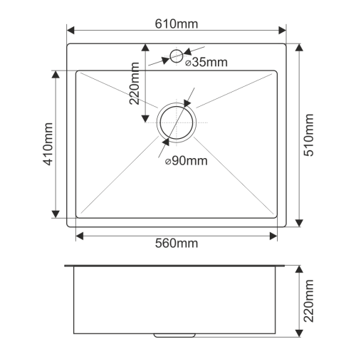 Кухонная мойка Melana ProfLine H6151/2 сатин 60х50 цвет серый поверхность матовая - фото 2