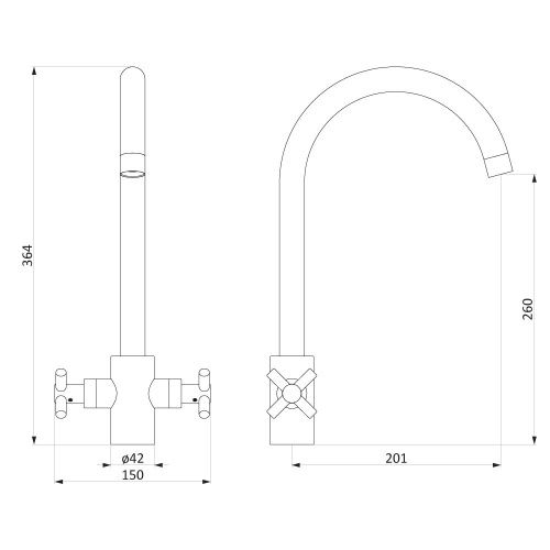 Смеситель для кухни Damixa Neo Classic 270000000 на мойку графит - фото 5
