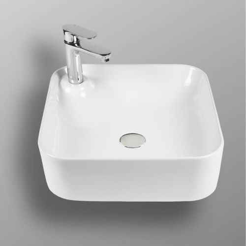 Раковина из сантехнического фарфора Bond Cube S04-430 40х40 накладная цвет белый 1 отверстие под смеситель - фото 5