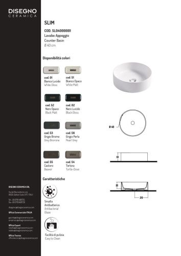 Раковина керамическая Disegno Ceramica Slim SL04000055 40х40 накладная цвет коричневый - фото 2