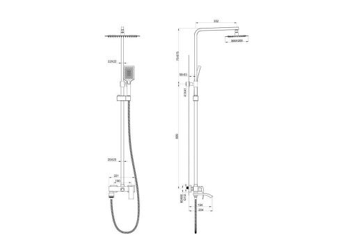 Душевая стойка Wonzon & Woghand Fit WW-88739009-BG настенная цвет золото - фото 2