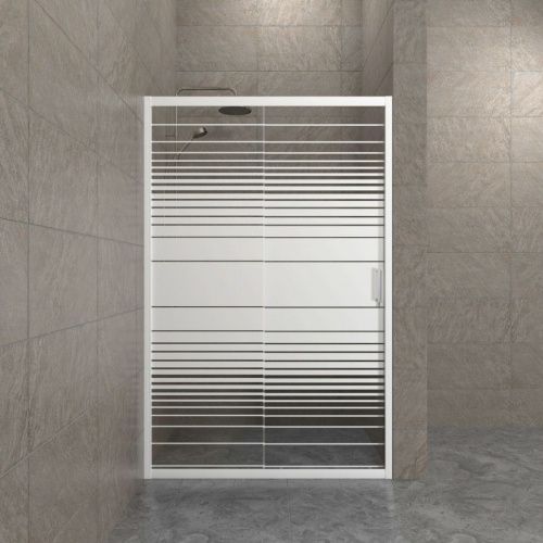 Душевая дверь Тритон Слайд Щ0000064613 120х185 стекло с рисунком профиль белый - фото 3