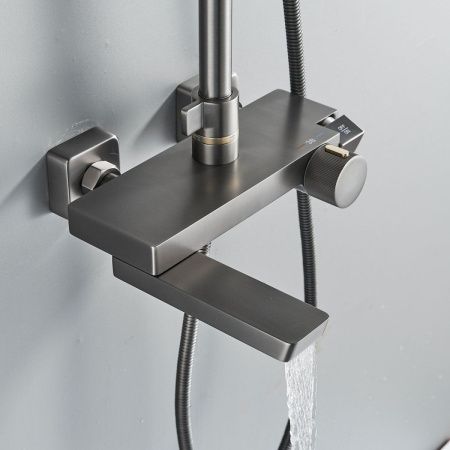 Душевая стойка Rose R1896T настенная цвет серый с термостатом