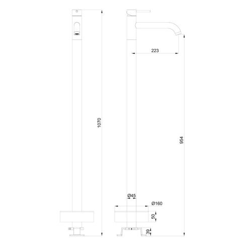 Смеситель для ванны и душа Wonzon & Woghand STICK WW-88649905-BN напольный никель - фото 2