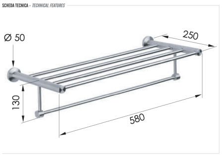 Полка в ванную комнату Remer Minimal INOX Mi70INOXCR