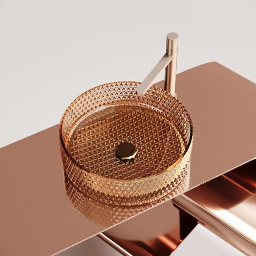 Раковина стеклянная Ceramica Nova CRISTAL CN6058 40х40 накладная цвет бежевый без отверстий под смеситель - фото 3