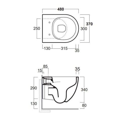 Чаша унитаза подвесная Simas Vignoni VI28bi цвет белый без сиденья безободковая душевой смыв - фото 2
