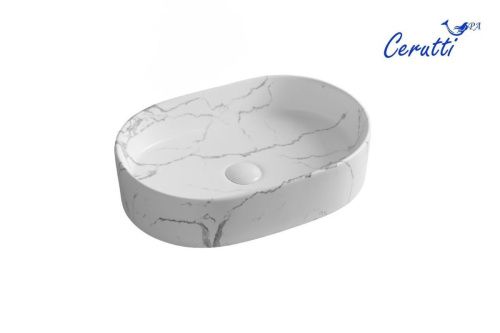 Раковина из сантехнического фарфора Cerutti SPA CR0055B MMW2 50х40 накладная цвет белый без отверстий под смеситель - фото 2