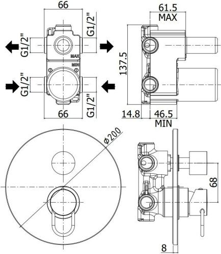 Смеситель для душа Paffoni Joker JK019CR встраиваемый в стену хром - фото 2