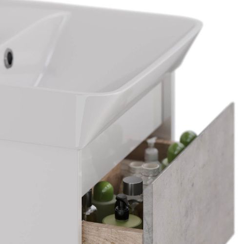 Тумба под раковину LeMark Combi LM03C60T-Beton 60х30 напольная цвет серый/белый - фото 4