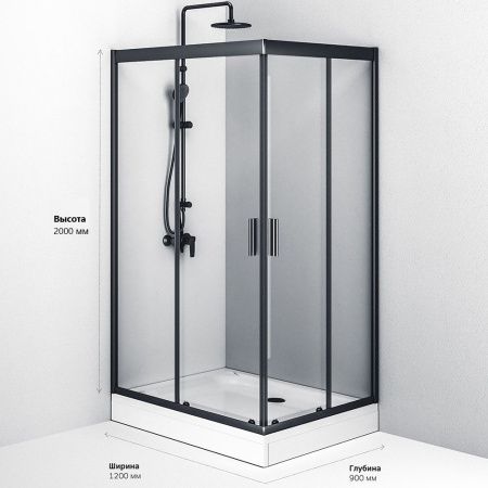 Душевой уголок Am.Pm Gem W90G-404-120290-BT 120х90 стекло прозрачное профиль черный без поддона