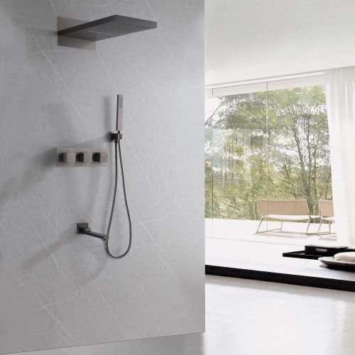 Душевая система Abber AF8253NG встраиваемая в стену цвет серый с термостатом - фото 2