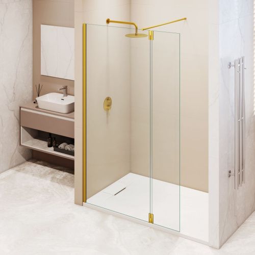 Душевая перегородка RGW Walk In 351005113-16 110х195 стекло прозрачное профиль золото - фото 3