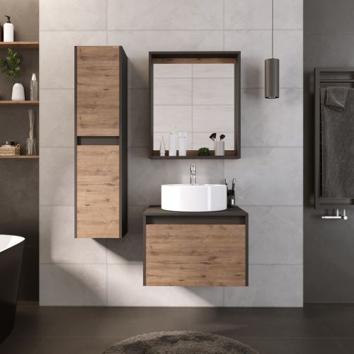 Шкаф-пенал Grossman Смарт 303011 30х120 подвесной цвет коричневый/серый - фото 3