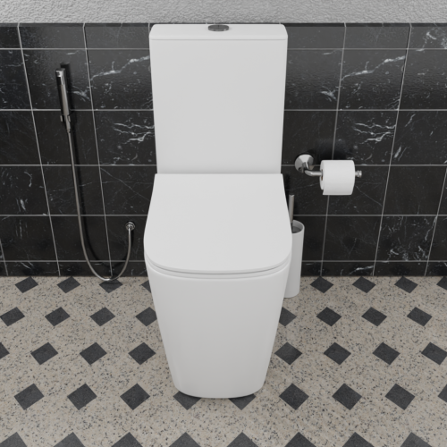 Унитаз напольный с бачком CeramaLux 1288A белый с сиденьем микролифт безободковый - фото 2