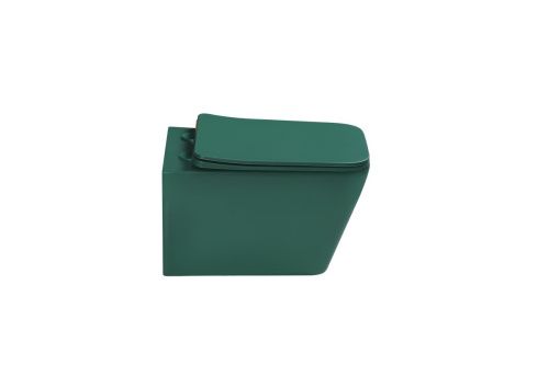 Унитаз подвесной SantiLine SL-5007G цвет зеленый с сиденьем микролифт безободковый смыв воронка-водоворот - фото 3