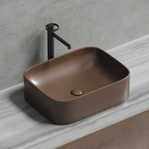 Раковина из сантехнического фарфора Ceramica Nova ELEMENT CN6052MDB 50х40 накладная цвет коричневый без отверстий под смеситель - фото 5