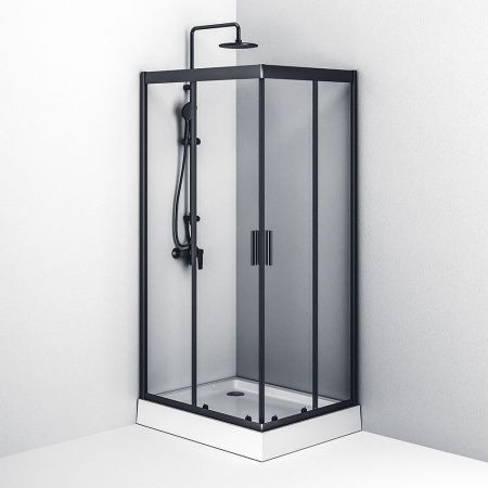 Душевой уголок Am.Pm Gem S W93G-404-100280-BT 100х80 стекло прозрачное профиль черный без поддона