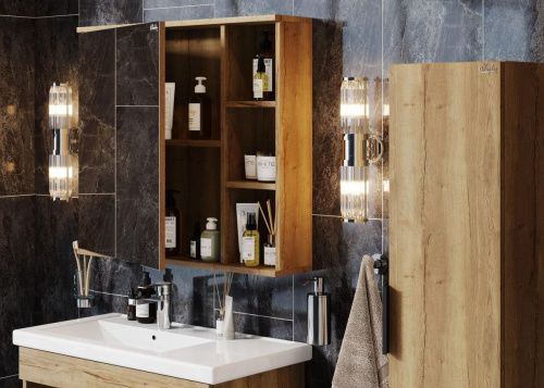 Зеркало-шкаф Onika Легран 208092 80х70 подвесной цвет коричневый - фото 5