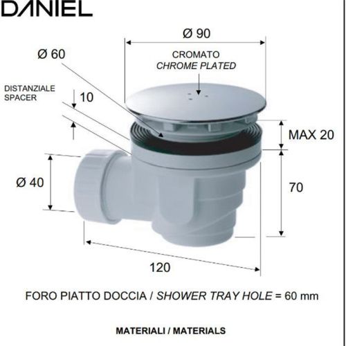 Сифон для душевого поддона Daniel SHOWERS A911 90br 63 бронза - фото 2