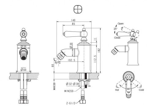Смеситель Bravat ART F375109U на биде бронза - фото 2