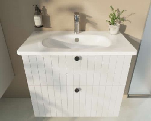 Тумба с раковиной Vitra Root Groove 69415 60х50 подвесная цвет белый - фото 2