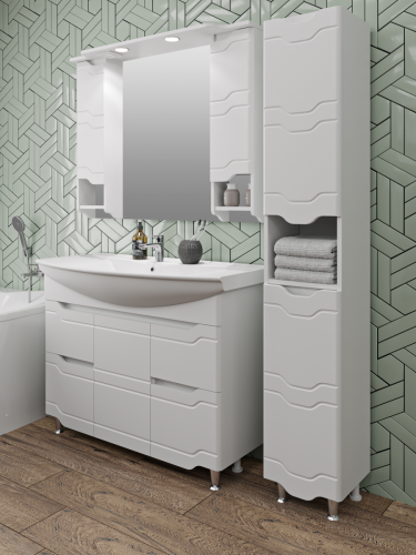 Тумба под раковину Runo Стиль 00000001118 100х30 напольная цвет белый - фото 3