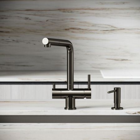 Смеситель для кухни Sancos Spin SC4015GG на мойку вороненая сталь