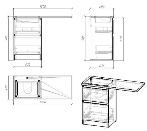Раковина из искусственного камня Grossman Марсал 5217120 120х50 накладная цвет белый - фото 5