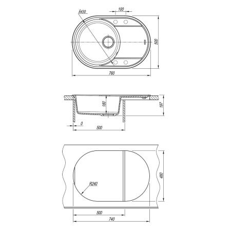 Кухонная мойка LeMark Lacha 760 9910056 75х50 цвет бежевый поверхность матовая