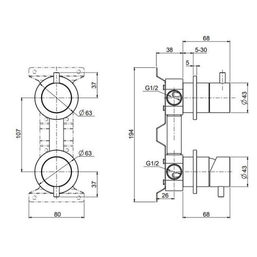 Смеситель для душа QuadroDesign Source 1247.00AS встраиваемый в стену нержавеющая сталь - фото 2