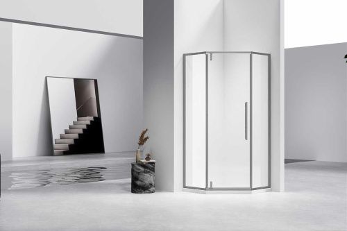 Душевой уголок Vincea Slim-N VSP-4SN100CLGM 100х100 стекло прозрачное профиль вороненая сталь без поддона - фото 2