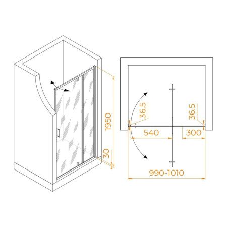 Душевая дверь RGW Leipzig 711210310-14 100х195 стекло прозрачное профиль черный
