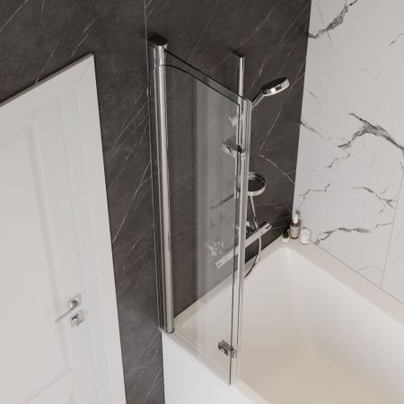 Шторка на ванну Teymi Anni T00276 80х140 стекло прозрачное профиль хром ориентация универсальная