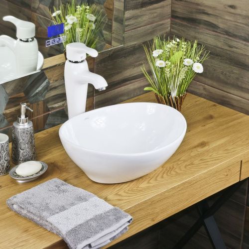 Раковина из сантехнического фарфора Melana 7138-805 40х30 накладная цвет белый без отверстий под смеситель - фото 4